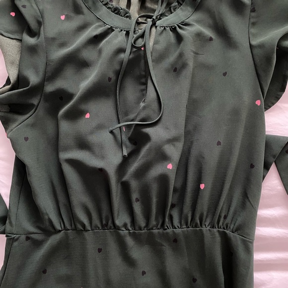 Emerald Green and Heart Print Midi Dress - Picture 3 of 8